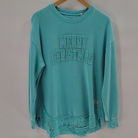 ROYCE Merry Christmas Oversized Sweatshirt Size Large Long Sleeve Distressed - Picture 1 of 9